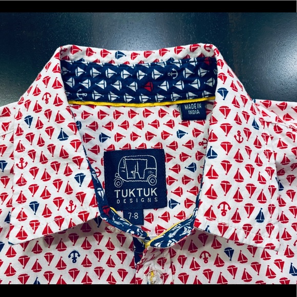 TukTuk SAILBOATS RED - BOYS SHORT SLEEVE Size 7-8 - Picture 7 of 11
